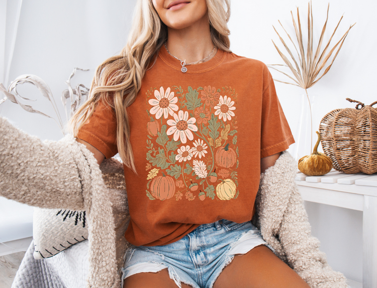 Floral Pumpkin Vines T-Shirt